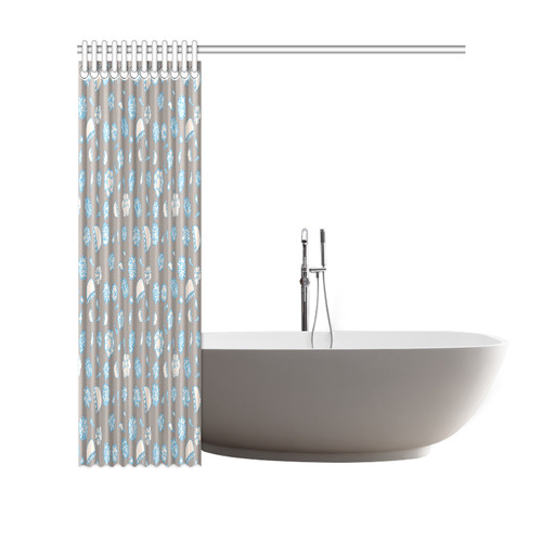 floral gray and blue Shower Curtain 69"x70"