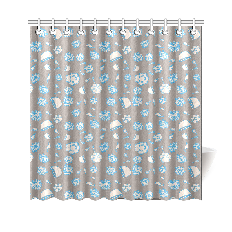 floral gray and blue Shower Curtain 69"x70"