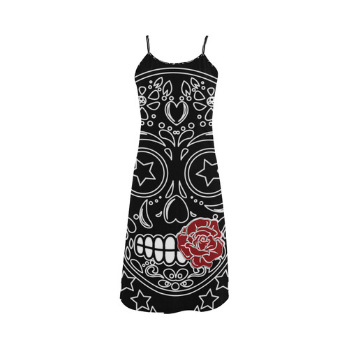 Sugar Skull Red Rose Alcestis Slip Dress (Model D05)