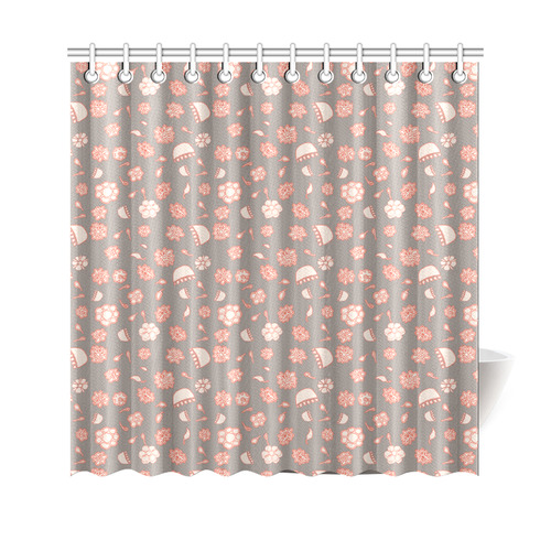floral gray and red Shower Curtain 69"x70"