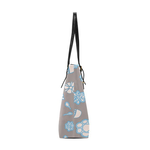 floral gray and blue Euramerican Tote Bag/Small (Model 1655)