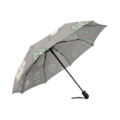 floral gray and green Auto-Foldable Umbrella (Model U04)