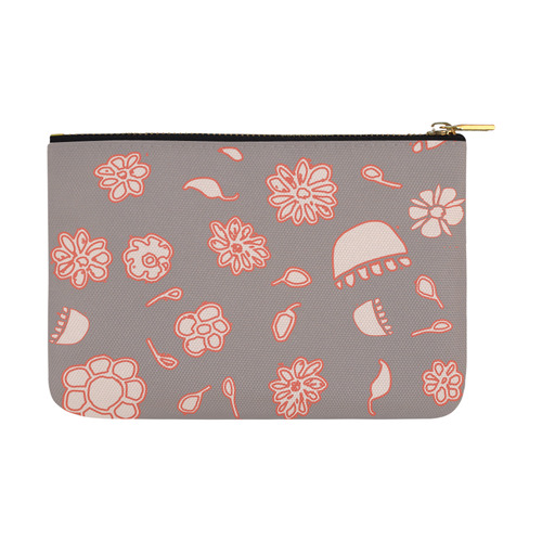 floral gray and red Carry-All Pouch 12.5''x8.5''