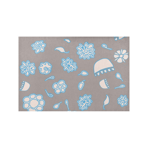 floral gray and blue Placemat 12’’ x 18’’ (Set of 6)