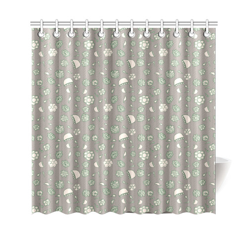 floral gray and green Shower Curtain 69"x70"