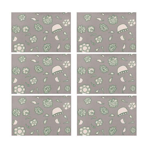 floral gray and green Placemat 12’’ x 18’’ (Set of 6)