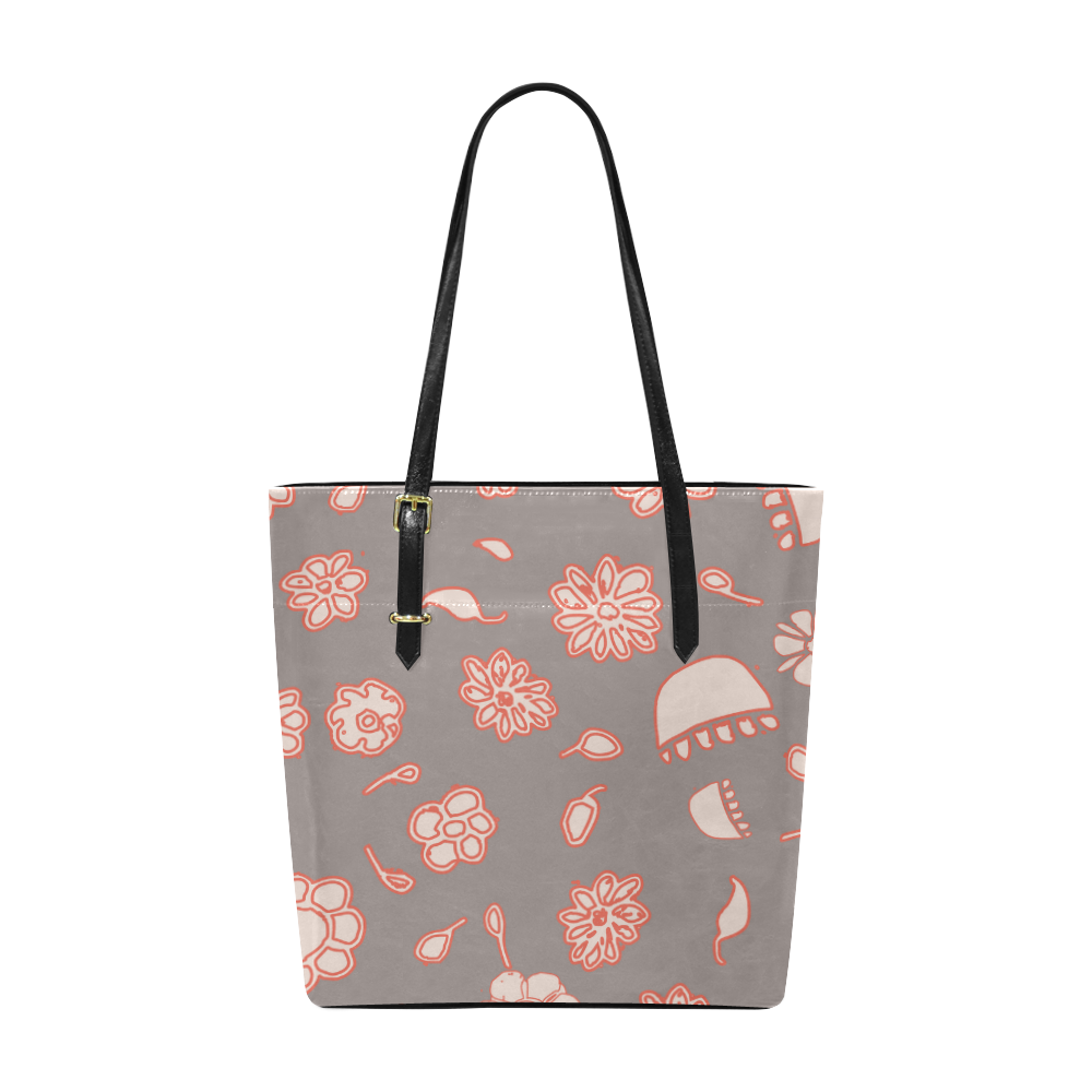 floral gray and red Euramerican Tote Bag/Small (Model 1655)