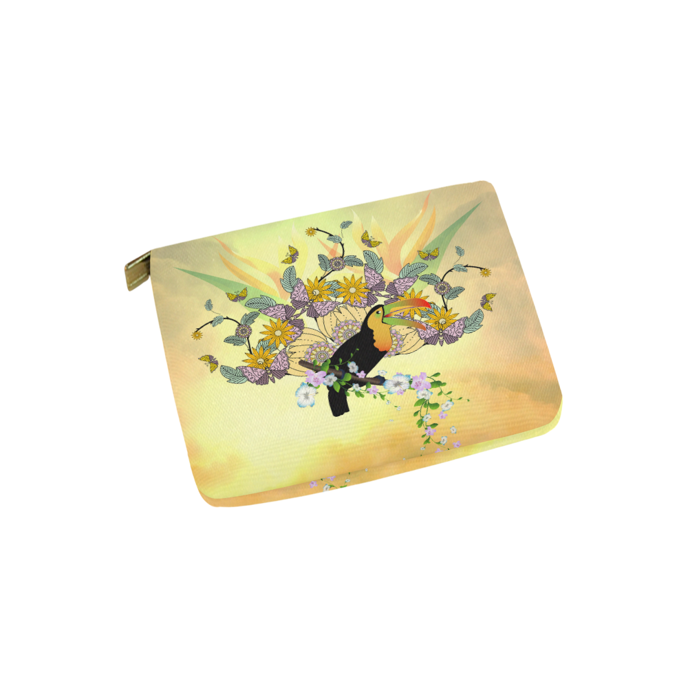 Toucan with flowers Carry-All Pouch 6''x5''