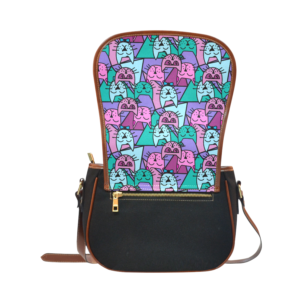 Pop Art Cats Saddle Bag/Small (Model 1649)(Flap Customization)