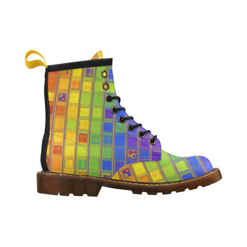 square rainbow High Grade PU Leather Martin Boots For Women Model 402H
