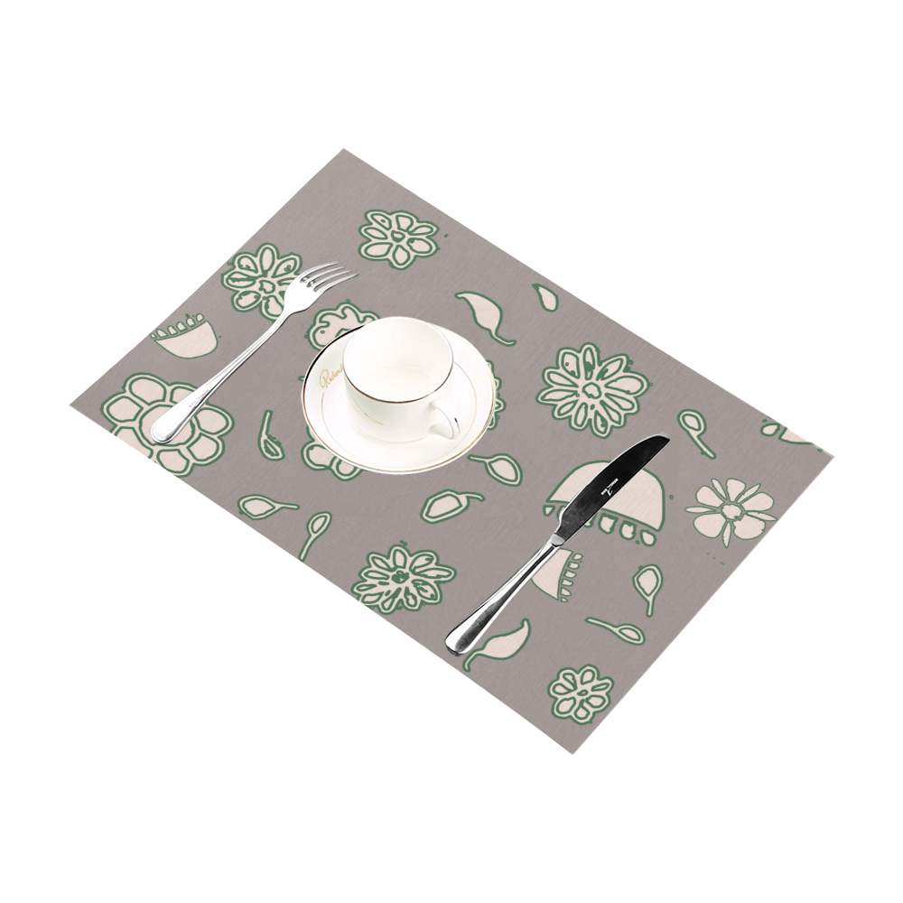floral gray and green Placemat 12’’ x 18’’ (Set of 6)