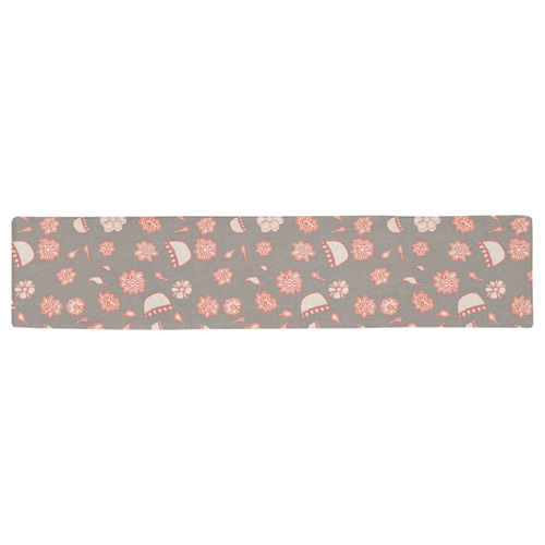 floral gray and red Table Runner 16x72 inch