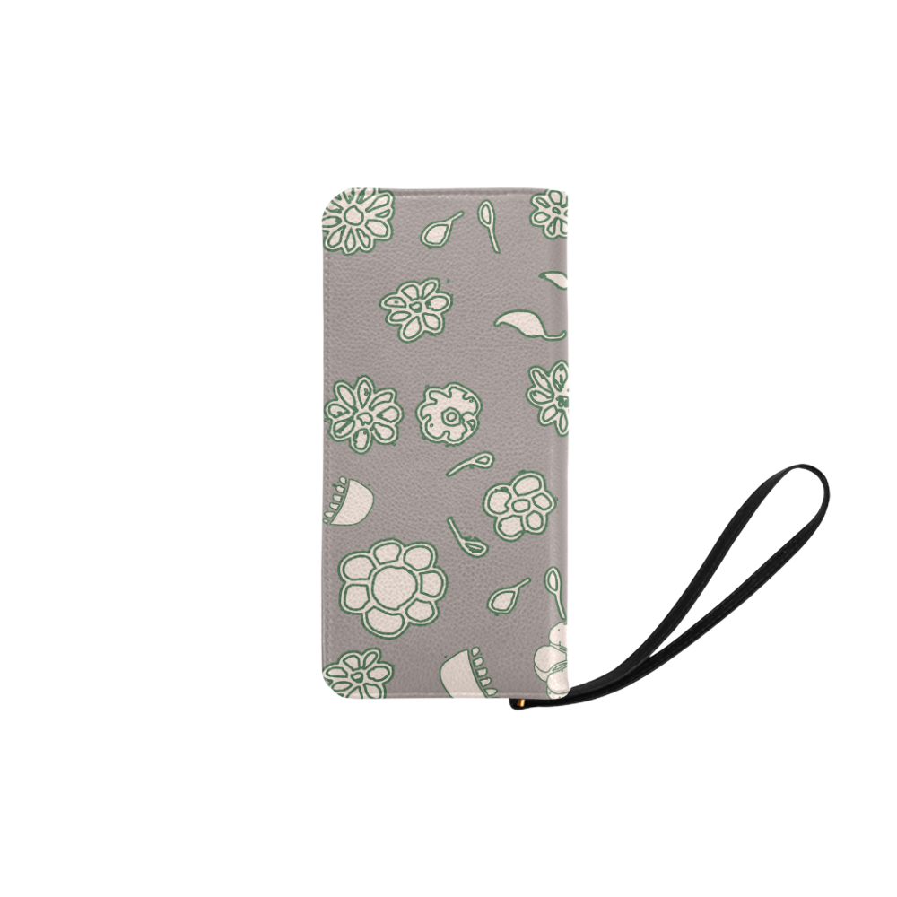 floral gray and green Women's Clutch Purse (Model 1637)