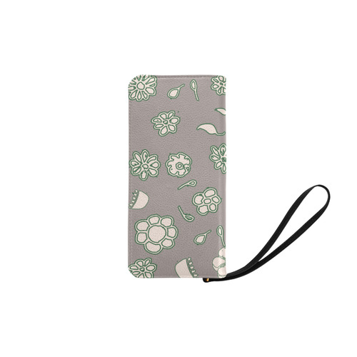 floral gray and green Women's Clutch Purse (Model 1637)