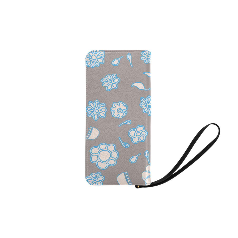 floral gray and blue Women's Clutch Purse (Model 1637)