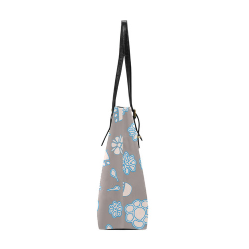 floral gray and blue Euramerican Tote Bag/Small (Model 1655)