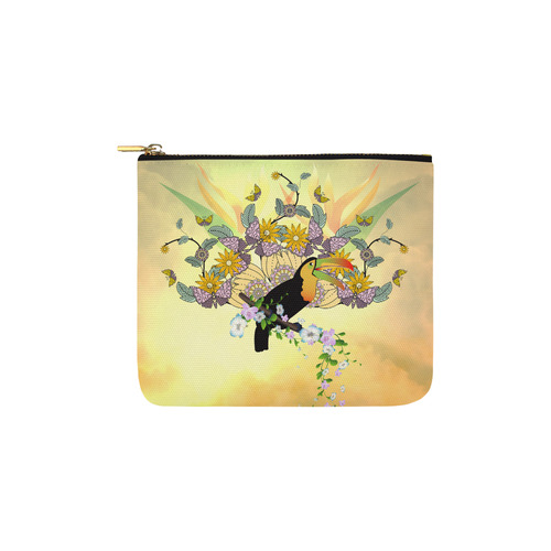 Toucan with flowers Carry-All Pouch 6''x5''