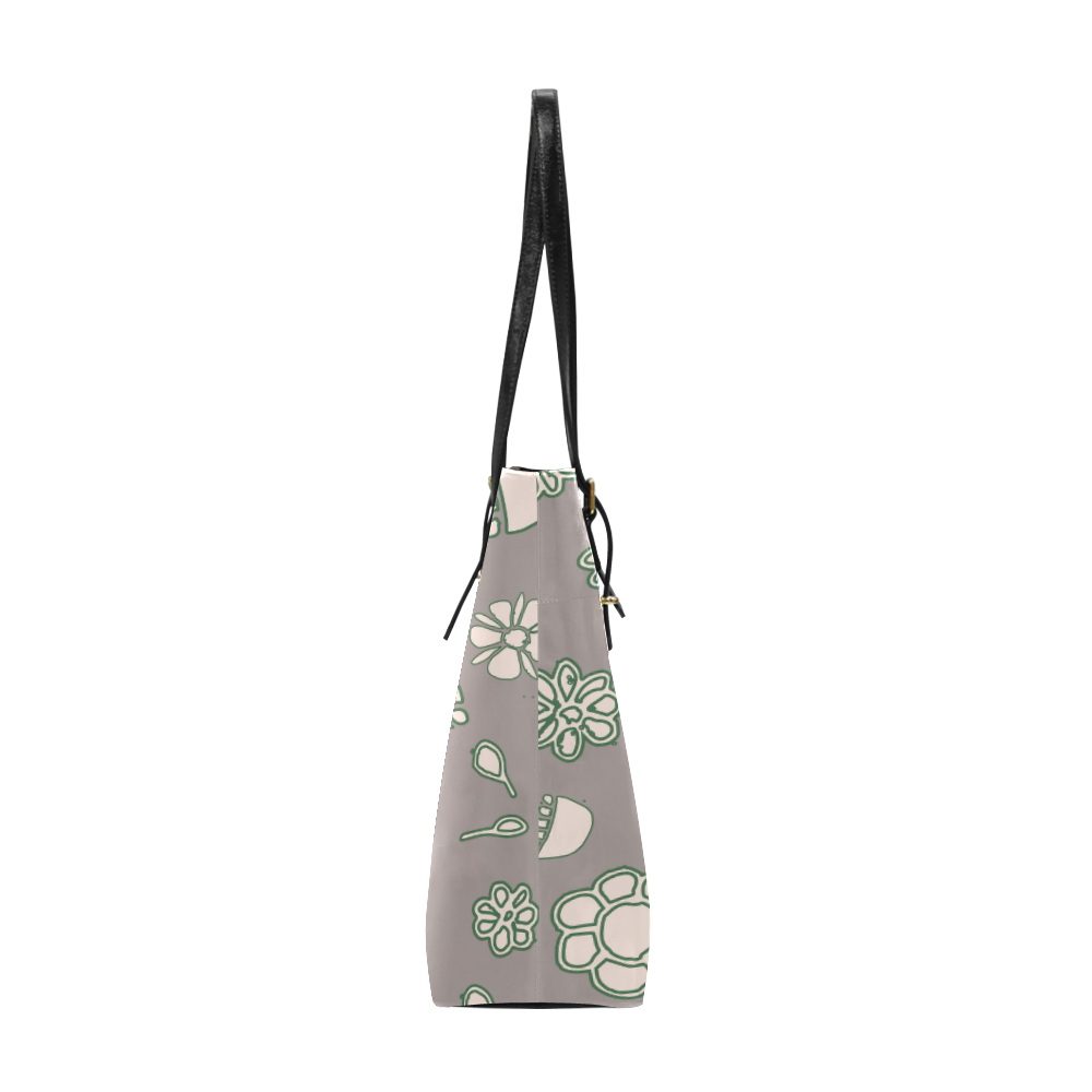 floral gray and green Euramerican Tote Bag/Small (Model 1655)