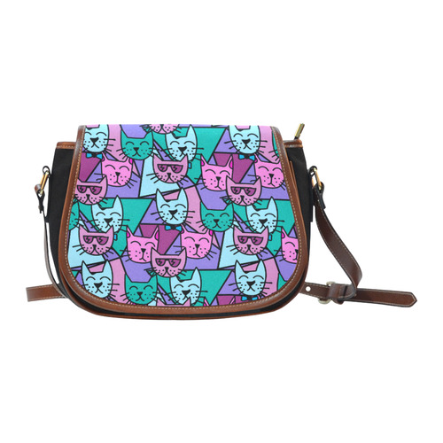 Pop Art Cats Saddle Bag/Small (Model 1649)(Flap Customization)