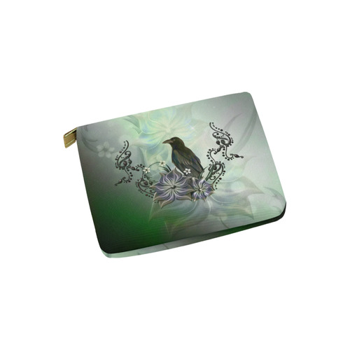 Raven with flowers Carry-All Pouch 6''x5''