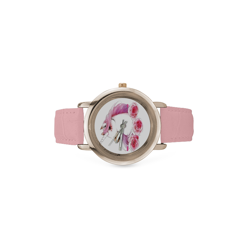 unicorn Women's Rose Gold Leather Strap Watch(Model 201)