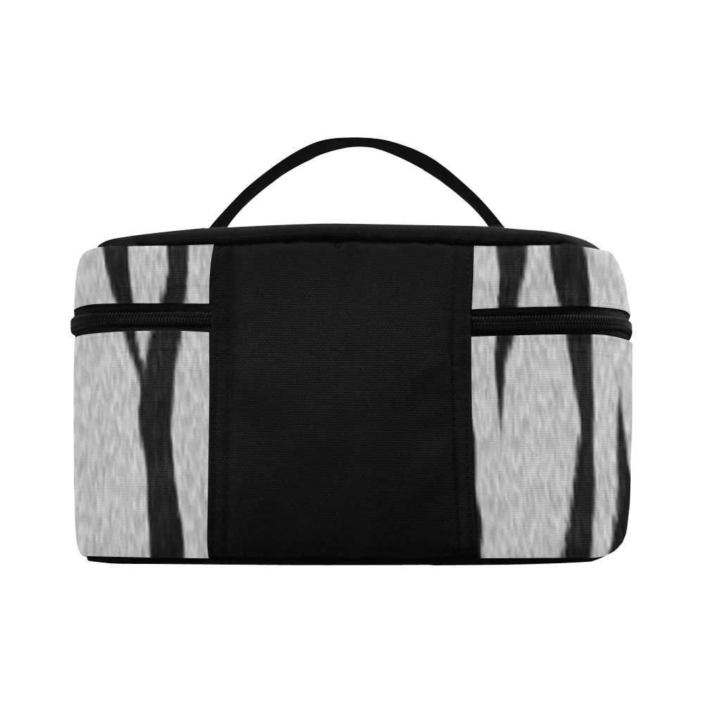 A Trendy Black Silver Big Cat Fur Texture Lunch Bag/Large (Model 1658)