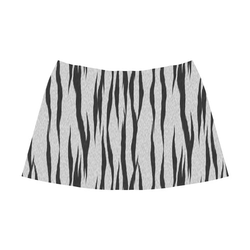 A Trendy Black Silver Big Cat Fur Texture Mnemosyne Women's Crepe Skirt (Model D16)
