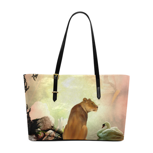 Awesome lioness in a fantasy world Euramerican Tote Bag/Large (Model 1656)
