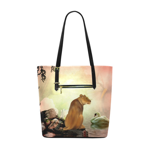 Awesome lioness in a fantasy world Euramerican Tote Bag/Small (Model 1655)