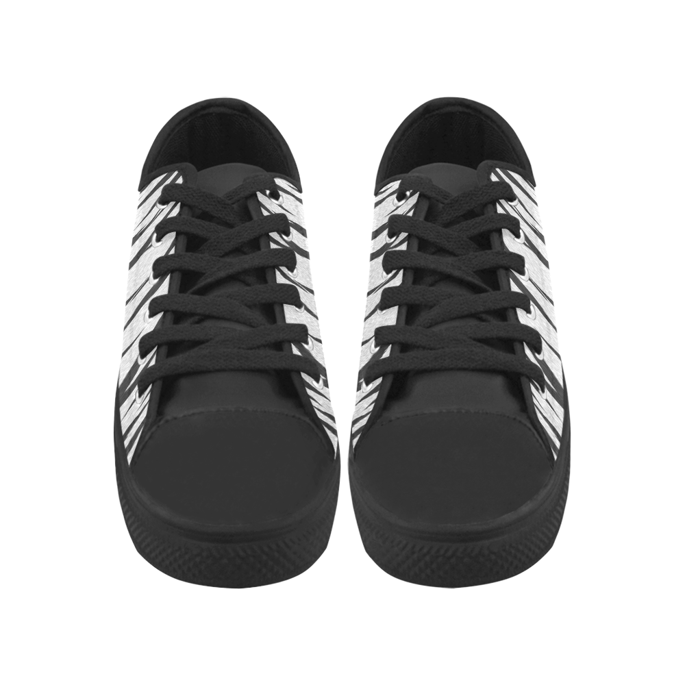 A Trendy Black Silver Big Cat Fur Texture Aquila Microfiber Leather Women's Shoes/Large Size (Model 031)