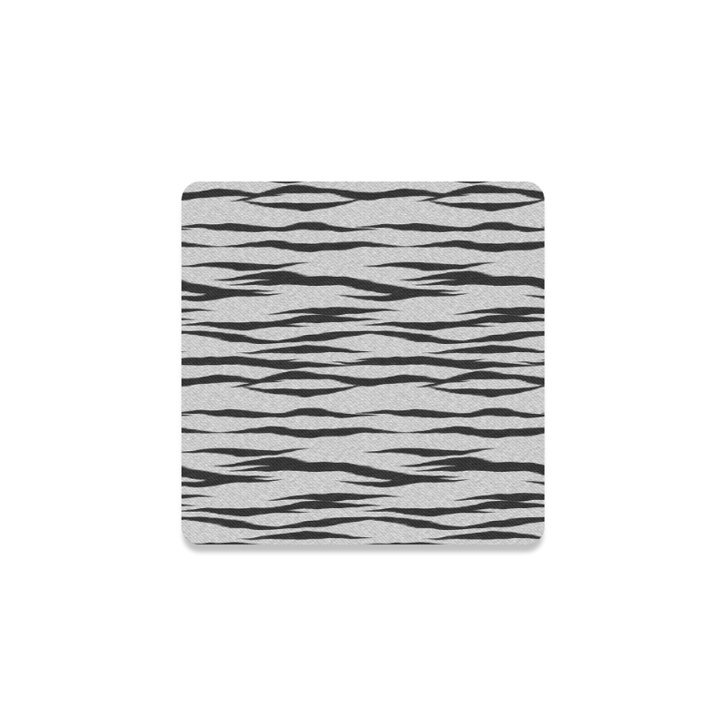 A Trendy Black Silver Big Cat Fur Texture Square Coaster