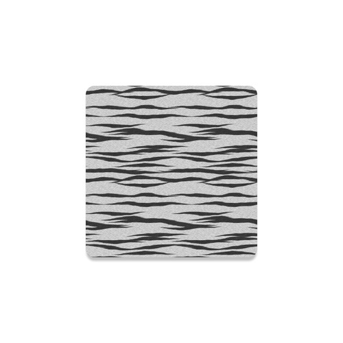 A Trendy Black Silver Big Cat Fur Texture Square Coaster