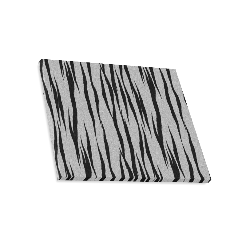 A Trendy Black Silver Big Cat Fur Texture Canvas Print 20"x16"
