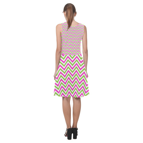 Pink Green White Chevron Atalanta Casual Sundress(Model D04)