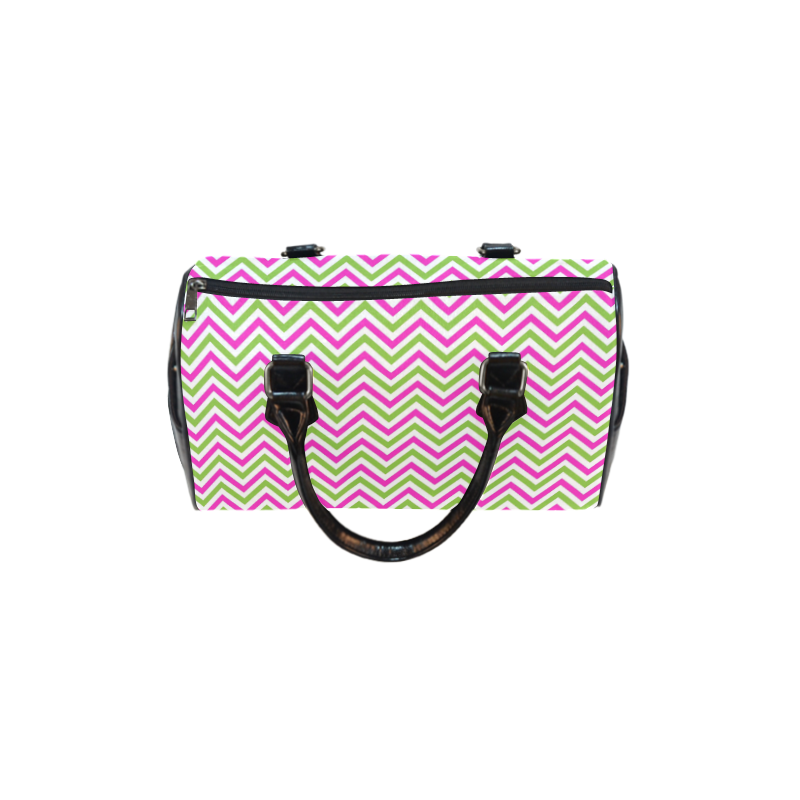 Pink Green White Chevron Boston Handbag (Model 1621)