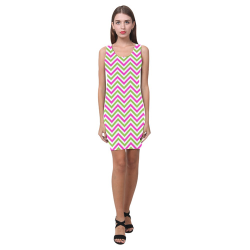 Pink Green White Chevron Medea Vest Dress (Model D06)