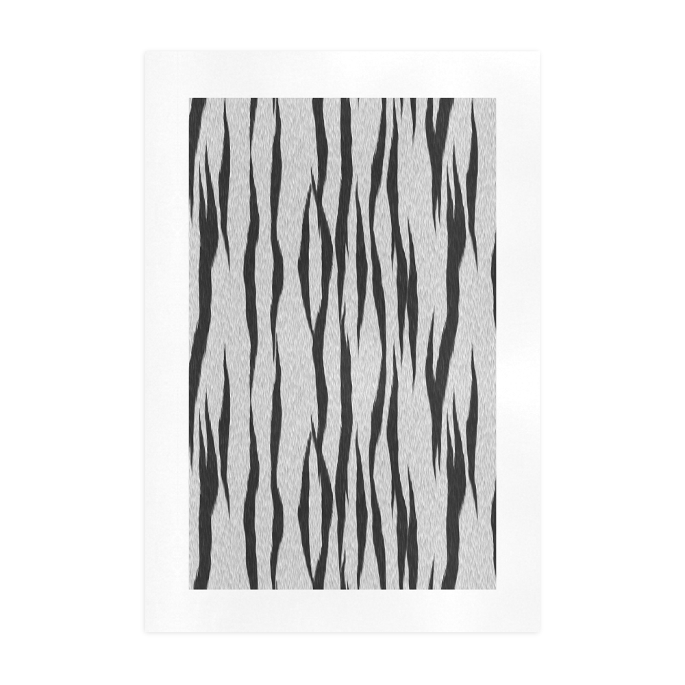 A Trendy Black Silver Big Cat Fur Texture Art Print 19‘’x28‘’