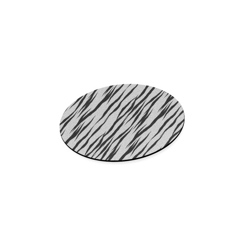 A Trendy Black Silver Big Cat Fur Texture Round Coaster