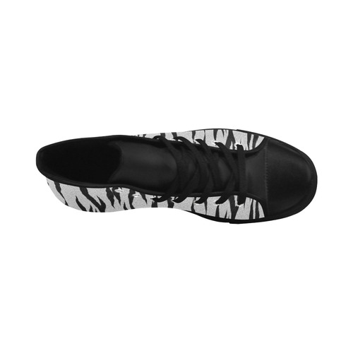 A Trendy Black Silver Big Cat Fur Texture Aquila High Top Microfiber Leather Men's Shoes (Model 032)