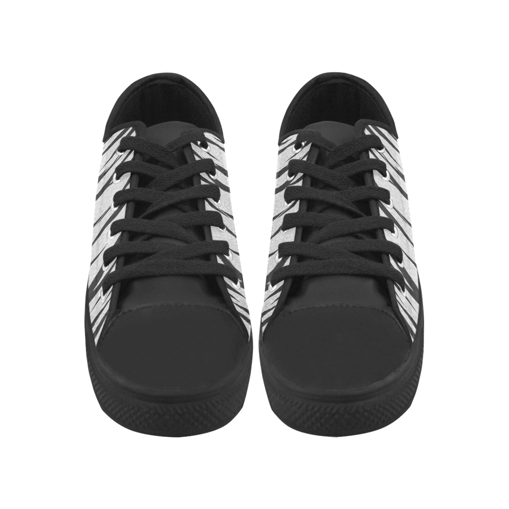 A Trendy Black Silver Big Cat Fur Texture Aquila Microfiber Leather Women's Shoes (Model 031)
