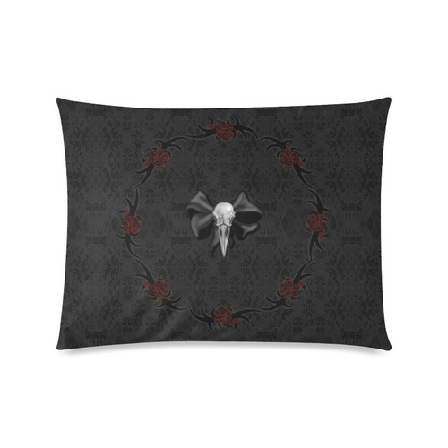 Raven Skull Roses Gothic Print Custom Zippered Pillow Case 20"x26"(Twin Sides)