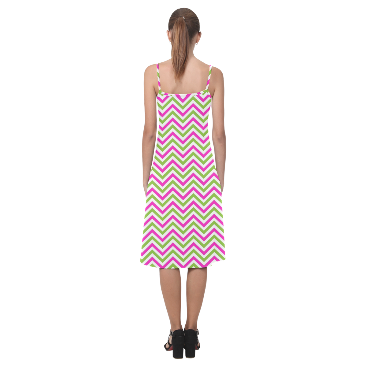 Pink Green White Chevron Alcestis Slip Dress (Model D05)