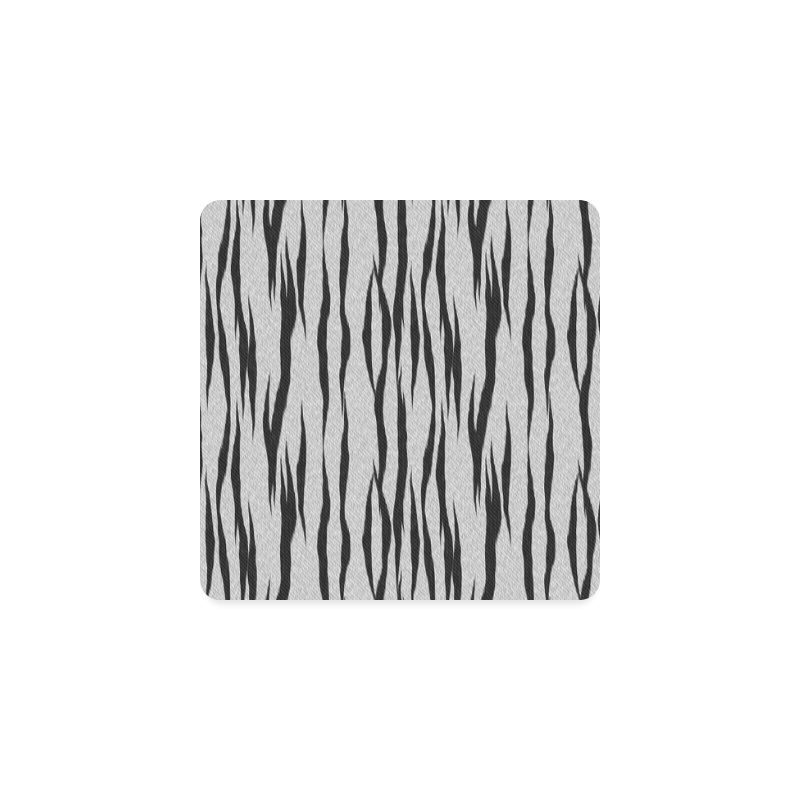 A Trendy Black Silver Big Cat Fur Texture Square Coaster