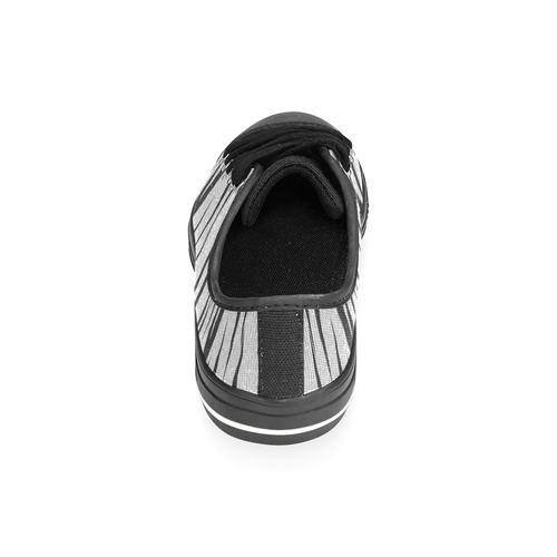 A Trendy Black Silver Big Cat Fur Texture Low Top Canvas Shoes for Kid (Model 018)
