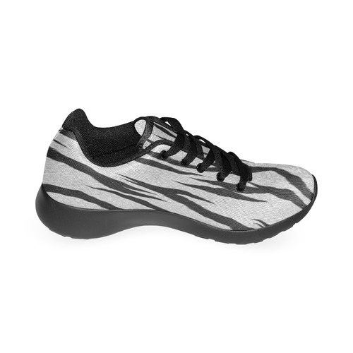 A Trendy Black Silver Big Cat Fur Texture Men’s Running Shoes (Model 020)