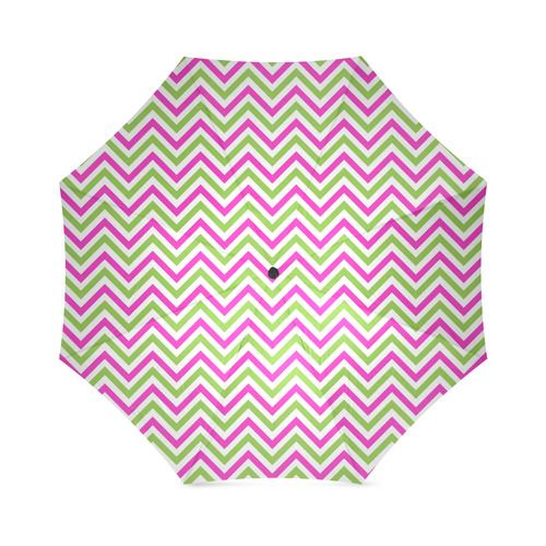 Pink Green White Chevron Foldable Umbrella (Model U01)