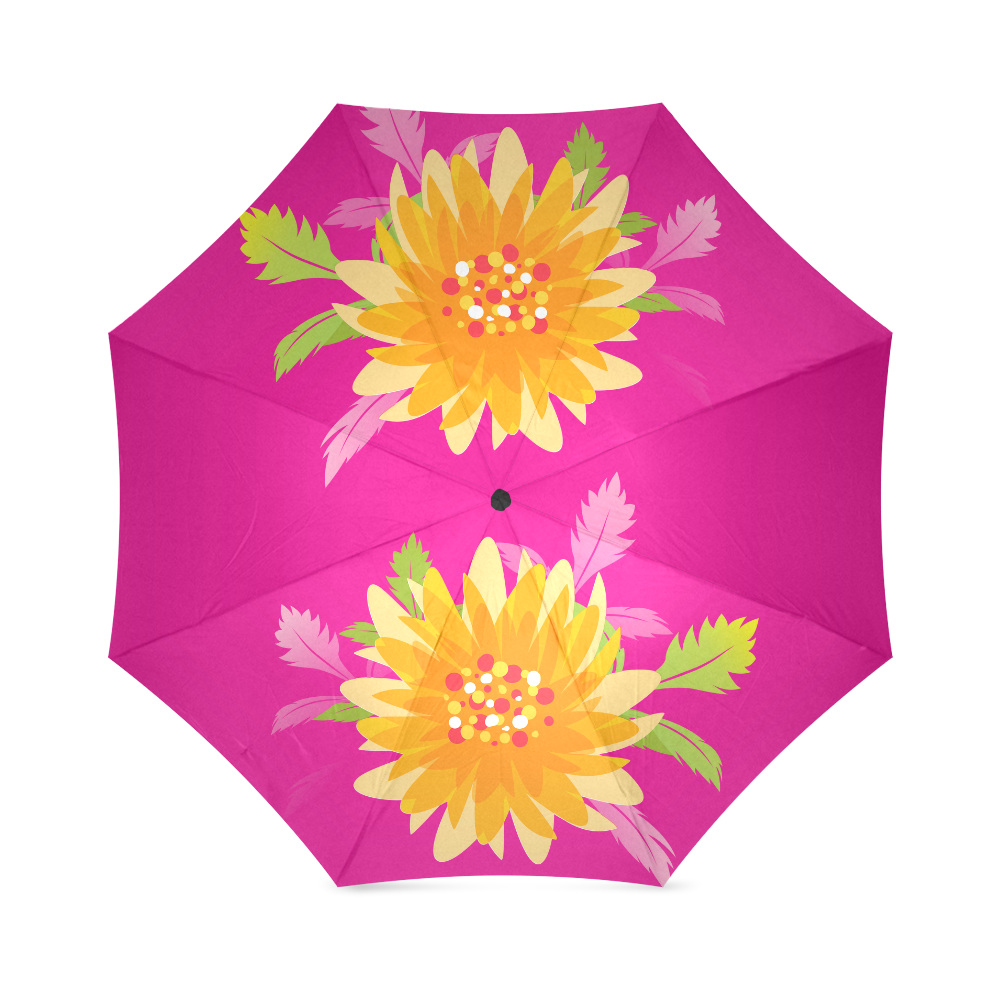 Pretty Big Flowers on Pink Foldable Umbrella (Model U01)