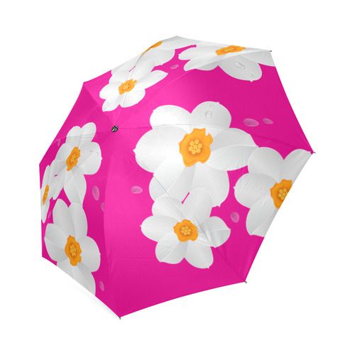 White Orange Flowers on Pink Foldable Umbrella (Model U01)