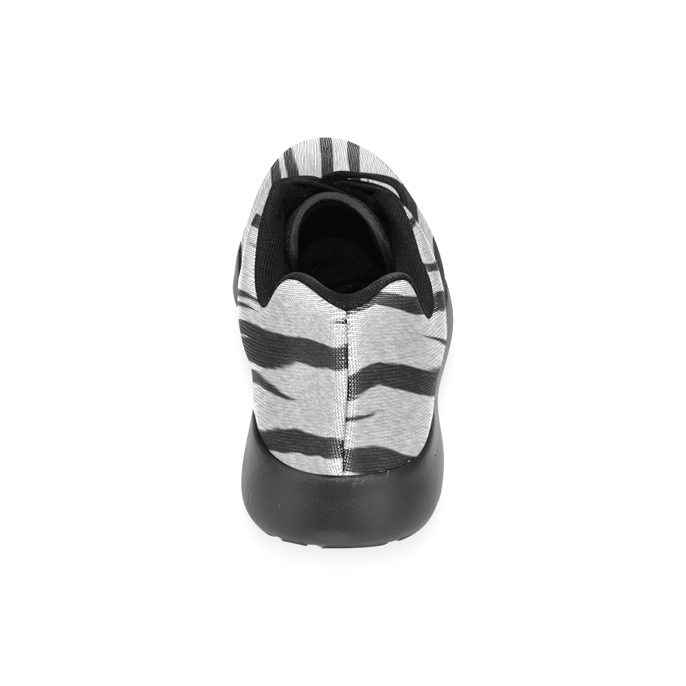 A Trendy Black Silver Big Cat Fur Texture Women’s Running Shoes (Model 020)