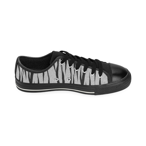 A Trendy Black Silver Big Cat Fur Texture Canvas Women's Shoes/Large Size (Model 018)